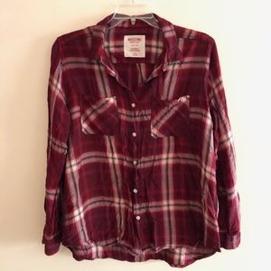 Mossimo Red Long-Sleeve Plaid Shirt-Size XXL